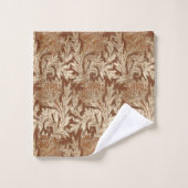 Jacobean Flower Damask, Taupe Tan en Cream Bad Handdoek (Wasdoekje)