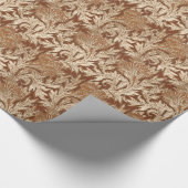 Jacobean Flower Damask, Taupe Tan en Cream Cadeaupapier (Hoek)