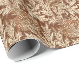Jacobean Flower Damask, Taupe Tan en Cream Cadeaupapier