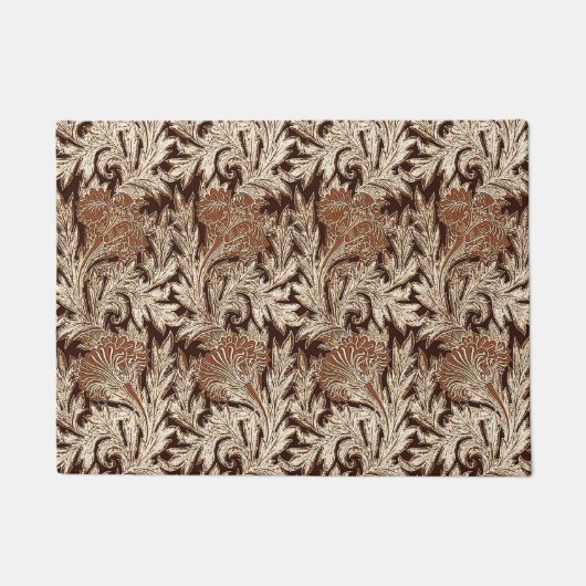 Jacobean Flower Damask, Taupe Tan en Cream Deurmat (Voorkant)