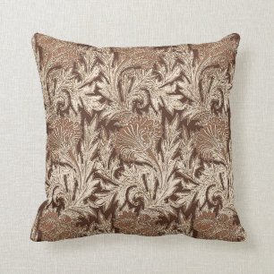 Jacobean Flower Damask, Taupe Tan en Cream Kussen