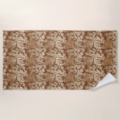 Jacobean Flower Damask, Taupe Tan en Cream Strandlaken (Voorkant)