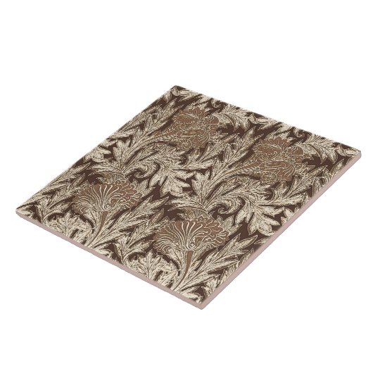 Jacobean Flower Damask, Taupe Tan en Cream Tegeltje (Zijkant)