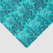 Jacobean Flower Damask, Turquoise en Blauwgroen Bl Tissuepapier (Detail)