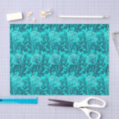 Jacobean Flower Damask, Turquoise en Blauwgroen Bl Tissuepapier (Craft)
