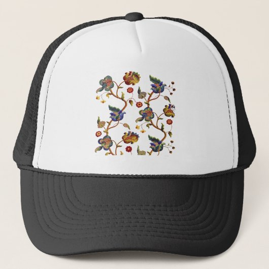 Jacobean geborduurd albemarle patroon trucker pet (Voorkant)