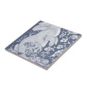 Jacobean konijn vogels denim blauw wit bodem L Tegeltje (Zijkant)