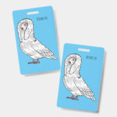 Jacobin duif vogel cartoon illustratie badge (Voor- en achterkant)