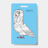 Jacobin duif vogel cartoon illustratie badge (Achterkant)