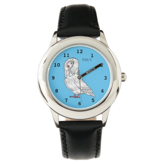 Jacobin duif vogel cartoon illustratie horloge (Voorkant)