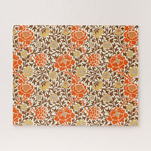 Jacoboon Floral, Oranje, bruin en mosterd Gold Legpuzzel (Horizontaal)