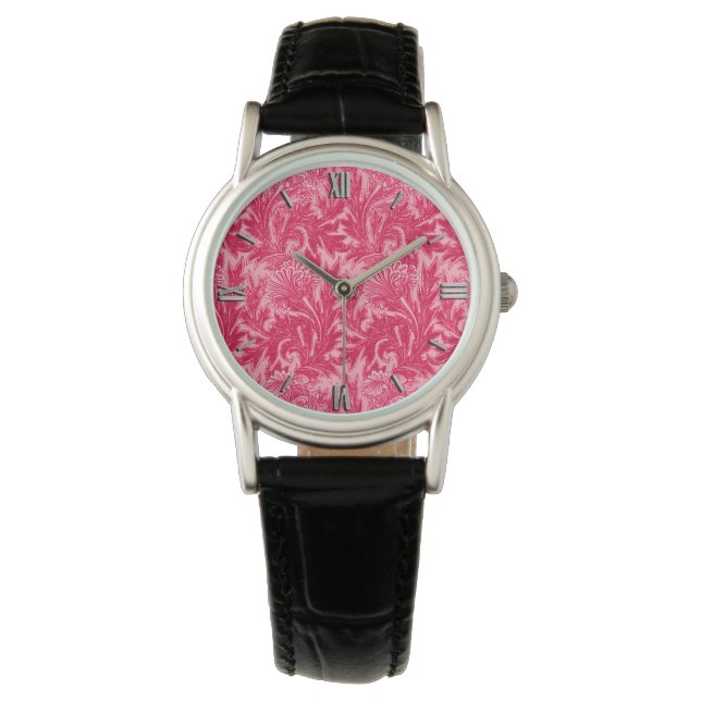 Jacoboon Flower Damask, Fuchsia and Light Pink Horloge (Voorkant)