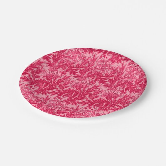 Jacoboon Flower Damask, Fuchsia and Light Pink Papieren Bordje (Gekanteld)