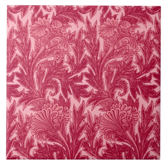 Jacoboon Flower Damask, Fuchsia and Light Pink Tegeltje (Voorkant)