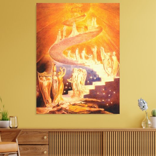 Jacob's droom van William Blake Canvas Afdruk (Insitu (Woonkamer))