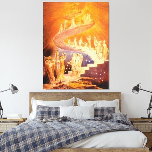Jacob's droom van William Blake Canvas Afdruk (Insitu (Slaapkamer))