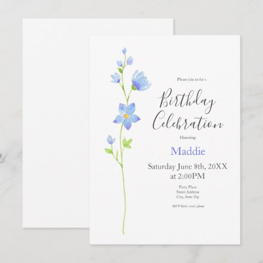 Jacob's Ladder Waterverf Flower Kaart (Voorkant / Achterkant)