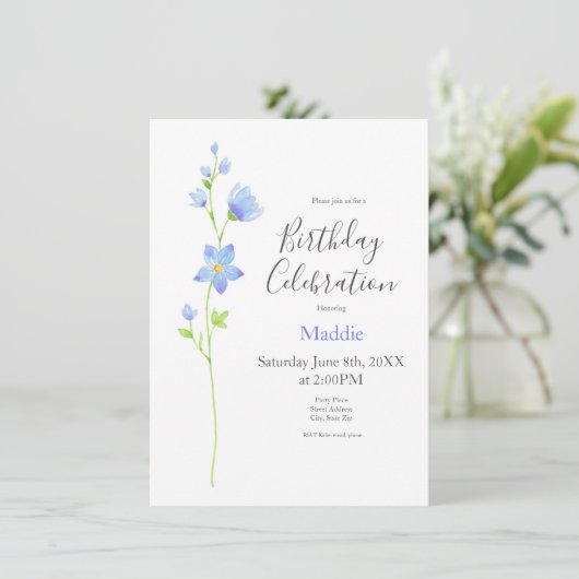 Jacob's Ladder Waterverf Flower Kaart (Staand voorkant)