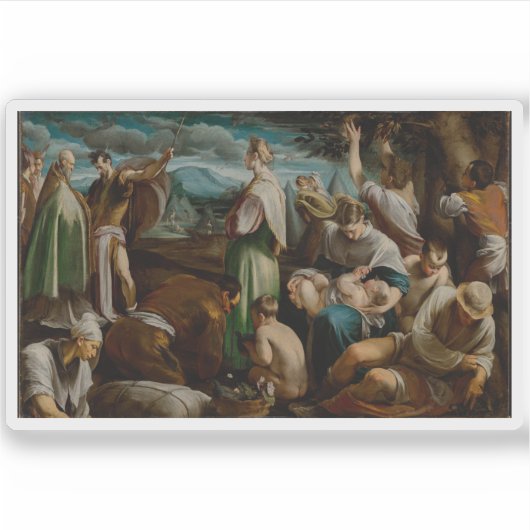 Jacopo Bassano - Het wonder van de kwartels Sticker (Voorkant)