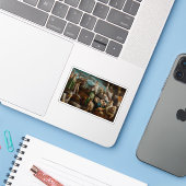 Jacopo Bassano - Het wonder van de kwartels Sticker (Laptop met iPhone)