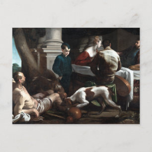 Jacopo Bassano Lazarus en het rijke Man Briefkaart