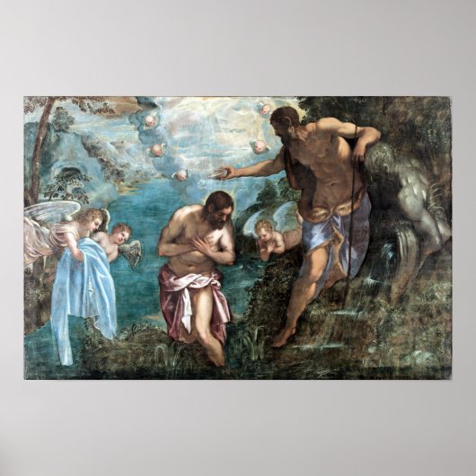 Jacopo Tintoretto Baptisme of Christus Poster (Voorkant)