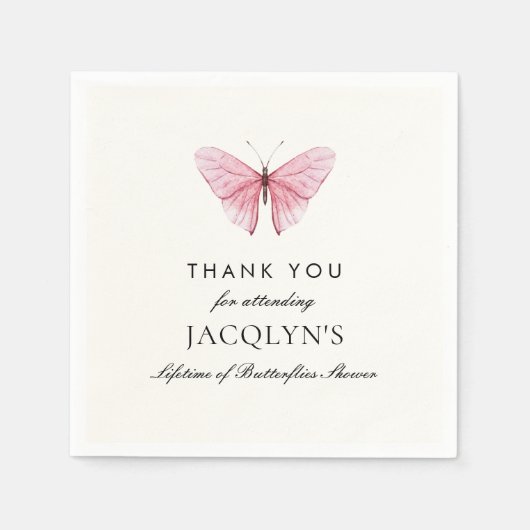 Jacqlyn's Levenslange Vlinders Douche Bedankt Servet (Voorkant)
