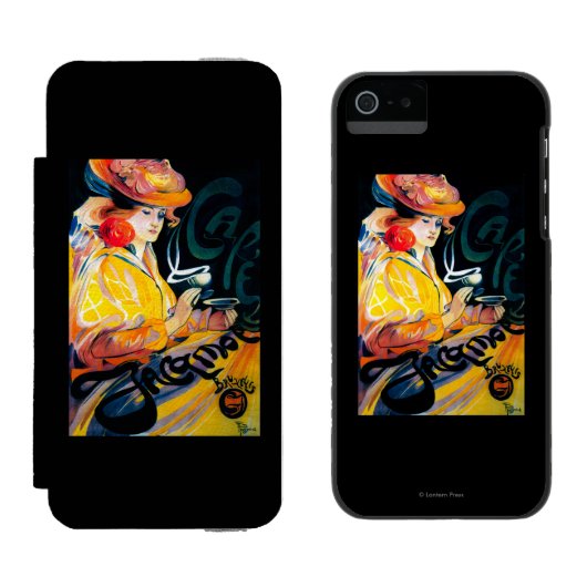 Jacqmotte Caf �  posterEurope Incipio iPhone Portemonnee Hoesje (Naast elkaar)