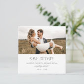 Jacquard Crest Save the Date Huwelijksfoto kaart (Staand voorkant)