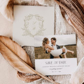 Jacquard Crest Save the Date Huwelijksfoto kaart