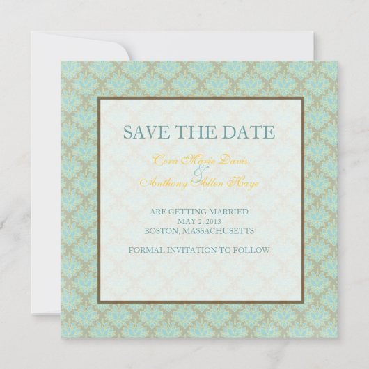 Jacquard damast save the date (Voorkant)