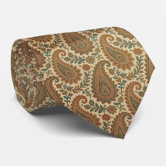 Jacquard Paisley Heren Das | Vintage Stijl (Opgerold)