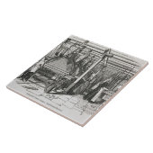 Jacquard Power Looms (graving) Tegeltje (Zijkant)