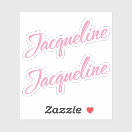 Jacqueline decoratieve naam in roze x2 Sticker (Vel)