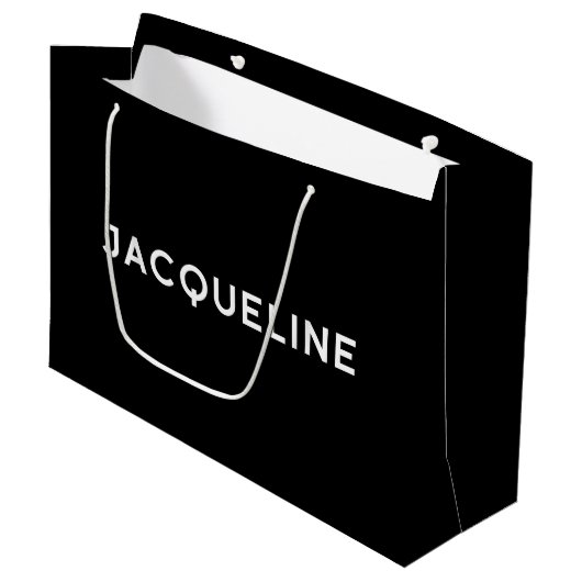 Jacqueline Elegant Gift Bag in zwart-wit Large Cadeautasje (Voorkant Gekanteld)