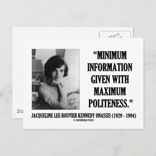 Jacqueline Kennedy Minimum informatie beleefdheid Briefkaart (Voorkant / Achterkant)