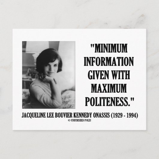 Jacqueline Kennedy Minimum informatie beleefdheid Briefkaart (Voorkant)