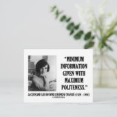 Jacqueline Kennedy Minimum Information Politeness Informatiekaartje (Staand voorkant)