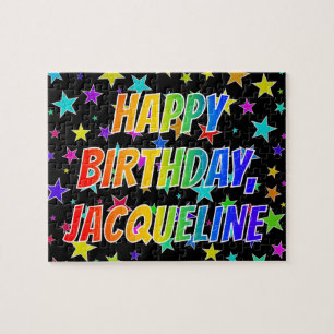 "JACQUELINE" Voornaam, geun "HAPPY BIRTHDAY" Legpuzzel