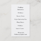 Jacquelyn Molina, Freelance make up Artist Visitekaartje (Achterkant)