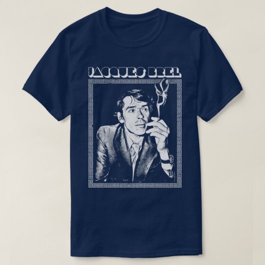 Jacques Brel Retro Fan Design 1 T-shirt (Design voorkant)