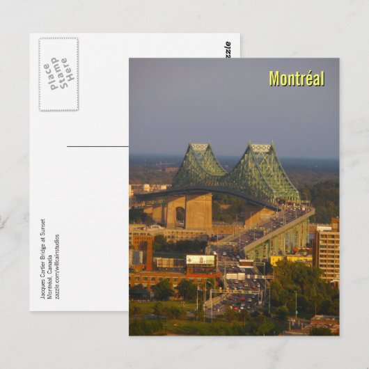 Jacques Cartier Bridge op Sunset Briefkaart (Voorkant / Achterkant)