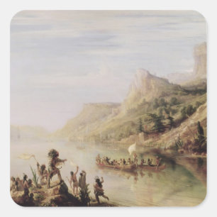 Jacques Cartier ontdekt de St. Lawrence Vierkante Sticker