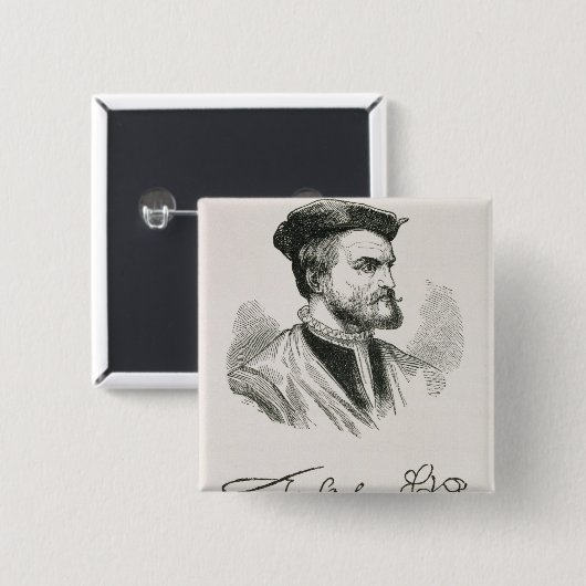 Jacques Cartier Vierkante Button 5,1 Cm (Voorkant /achterkant)