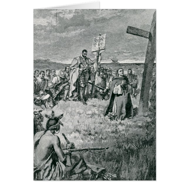 Jacques Cartier zet een kruis in Gaspe op (Voorkant)