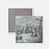 Jacques Cartier zet een kruis in Gaspe op Magneet (Voorkant / Achterkant)