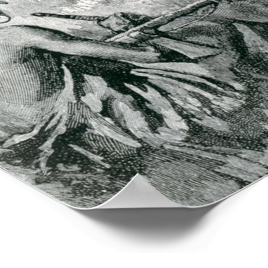 Jacques Cartier zet een kruis in Gaspe op Poster (Hoek)