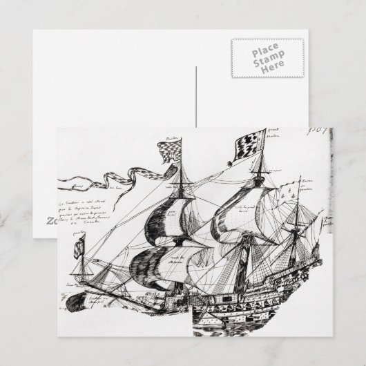 Jacques Cartier's schip, 'Rarete Indes' Briefkaart (Voorkant / Achterkant)