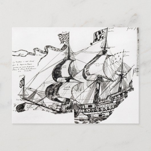 Jacques Cartier's schip, 'Rarete Indes' Briefkaart (Voorkant)