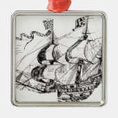 Jacques Cartier's schip, 'Rarete Indes' Metalen Ornament (Voorkant)
